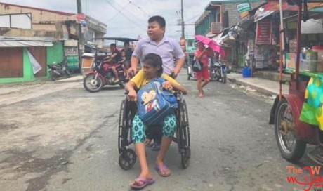 12-year-old boy goes to school every day with his ailing mother