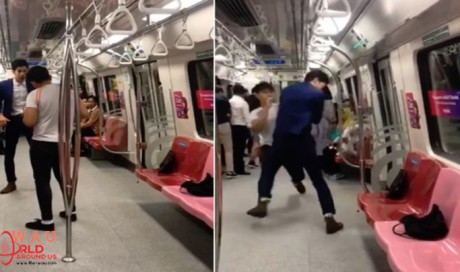 Two men arrested after video of bloody fight on board MRT train goes viral