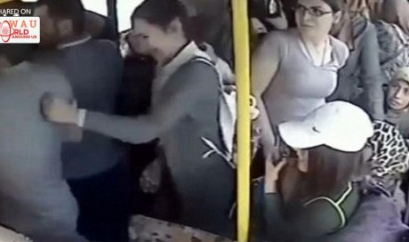 Pervert gropes woman on crowded bus in Turkey -- and gets beaten by all ladies on board