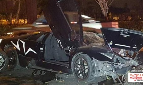 Friend takes Dh4m Lamborghini to show off, crashes in tree 