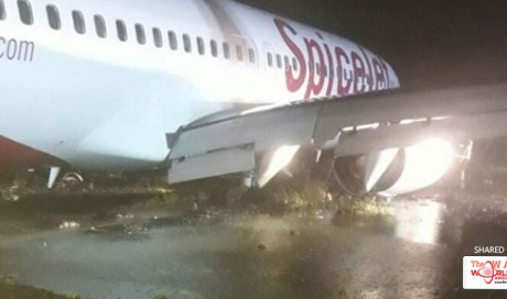 Jet slides off Mumbai runway, stuck in mud
