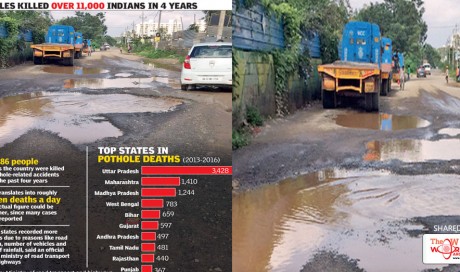 Deadly pits: Potholes claimed 11,386 lives during 2013-16