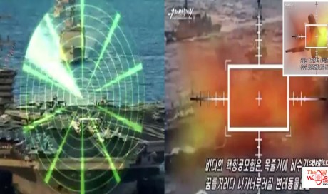 North Korea 'blows up US aircraft carrier and jets' in new propaganda 