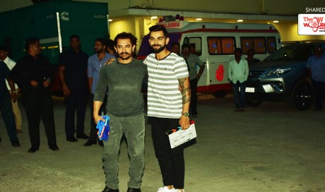 Aamir Khan, Virat Kohli shoot for Diwali special chat show, switch roles. See pics