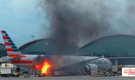 American Airlines cancels flight after loading equipment catches fire
