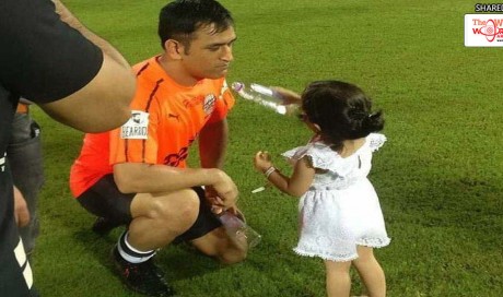 MS Dhoni's Daughter Ziva Carries Drinks For Dad In Celebrity Clasico