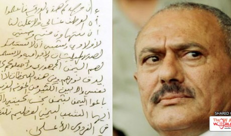 PICTURED: Ali Abdullah Saleh’s death note, handwritten ‘a day before his murder’