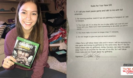 Girlfriend Surprises Her Boyfriend With A Binding Contract That Came Along Her Gift