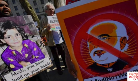 Indian Prime Minister Narendra Modi confronted by angry protests in London
