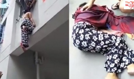 Scary Footage Shows Singapore Man Holding Woman By Hair After She Slips From Third Floor Window