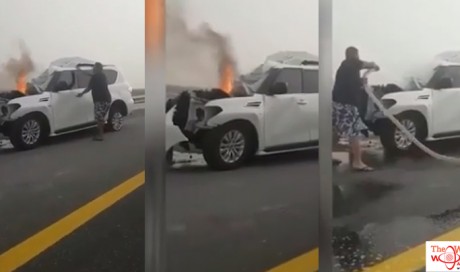 Video: Dubai 'hero' cop rescues Emirati from burning car
