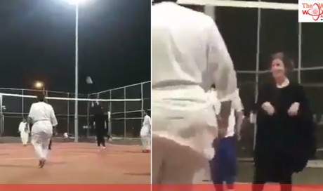 Saudis outraged over video of woman playing volleyball with men
