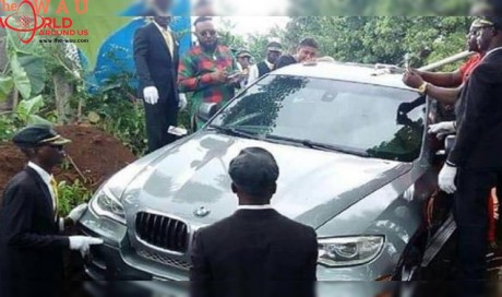 Man buries father in brand new BMW car
