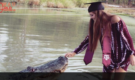 A 21-Year-Old Posed With A 13-Foot Alligator For Her Graduation And The Photos Are Something Else