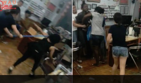 Video: Salon staff beat customer with brooms after she refuses to pay
