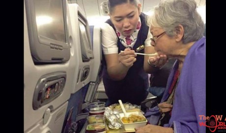 PAL flight attendant earns praise for her compassion towards elderly passenger