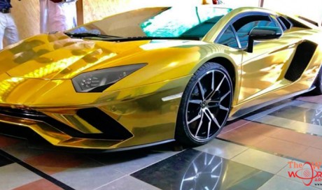 A gold Lamborghini arrives in Pakistan