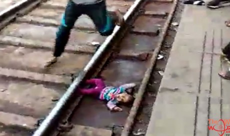 Indian baby girl survives being run over by train