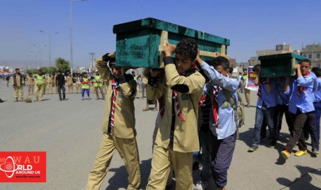 Yemen holds mass funeral for children killed in Sanaa blast