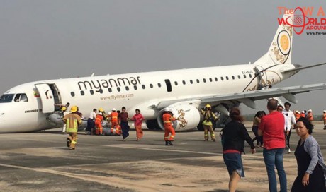 Video: Myanmar plane in emergency touchdown as landing gear fails