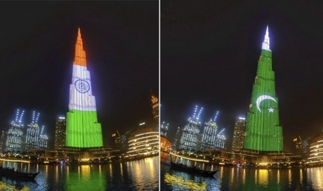 Pakistan, India flags displayed on Dubais Burj Khalifa