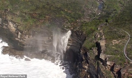 Stunning reverse waterfall filmed near Sydney